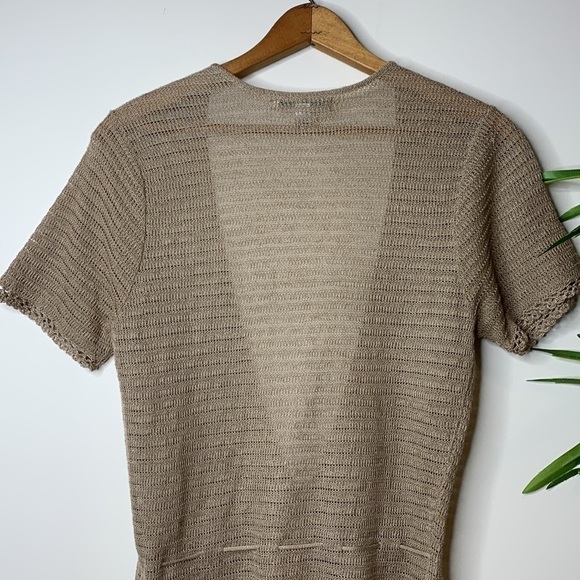 Cutter & Buck || Short Sleeve Sheer Loose Knit 3 Button Ribbon Belt Cardigan M - Picture 15 of 17